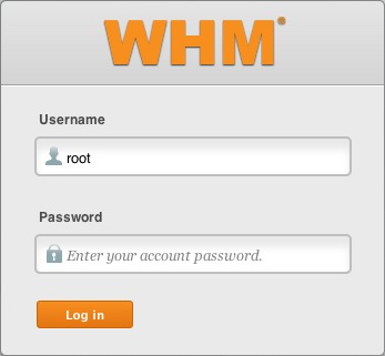 The WHM login page.