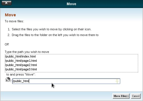 File Manager - Move File Popup