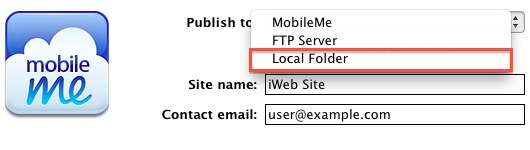 iWeb Local Folder