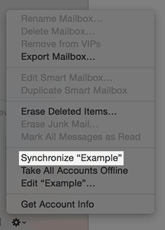 The synchronize option in mail.