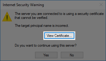 The View Certificate button.