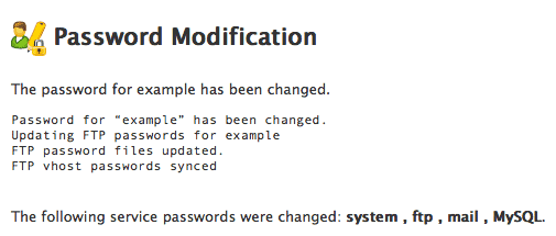 Successful password change.