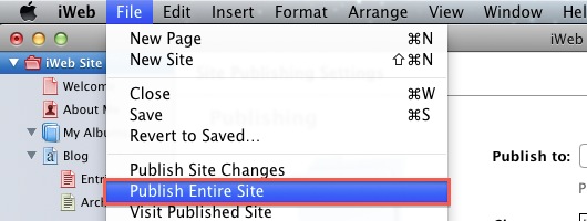 iWeb Publish Entire Site