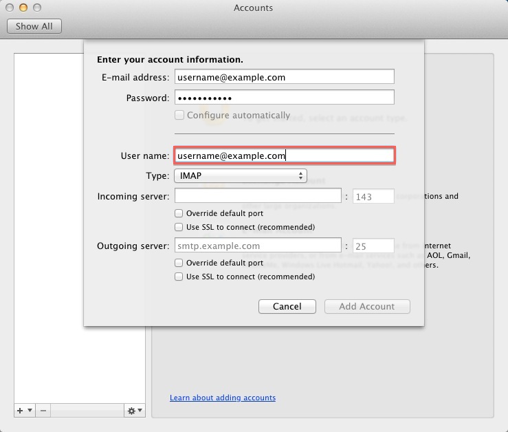 outlook 2011 for mac mail setup