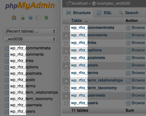 The Database table prefix.