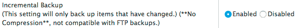 The incremental Backup setting.