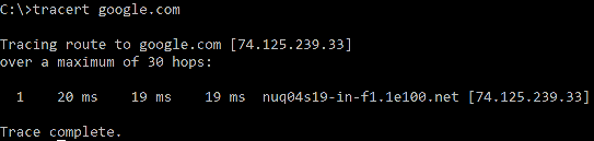 Tracert in Windows command prompt.